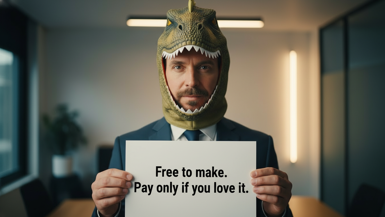 Free to make. Pay only if you love it.